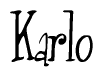 The image is of the word Karlo stylized in a cursive script.
