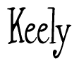 The image is a stylized text or script that reads 'Keely' in a cursive or calligraphic font.