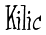 The image is of the word Kilic stylized in a cursive script.