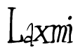 The image is of the word Laxmi stylized in a cursive script.