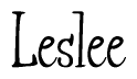 The image is of the word Leslee stylized in a cursive script.