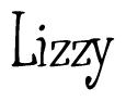 The image is of the word Lizzy stylized in a cursive script.
