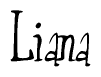 The image is of the word Liana stylized in a cursive script.