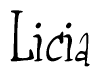 The image is a stylized text or script that reads 'Licia' in a cursive or calligraphic font.