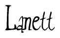 The image contains the word 'Lanett' written in a cursive, stylized font.
