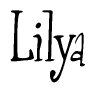 The image is a stylized text or script that reads 'Lilya' in a cursive or calligraphic font.