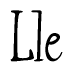 The image is of the word Lle stylized in a cursive script.