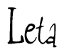 The image is a stylized text or script that reads 'Leta' in a cursive or calligraphic font.