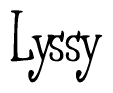 The image is a stylized text or script that reads 'Lyssy' in a cursive or calligraphic font.