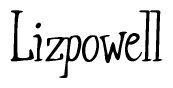 The image is a stylized text or script that reads 'Lizpowell' in a cursive or calligraphic font.