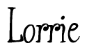 The image is of the word Lorrie stylized in a cursive script.