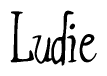 The image is a stylized text or script that reads 'Ludie' in a cursive or calligraphic font.