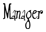 The image is a stylized text or script that reads 'Manager' in a cursive or calligraphic font.