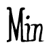 The image contains the word 'Min' written in a cursive, stylized font.