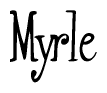   The image is of the word Myrle stylized in a cursive script. 