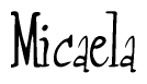 The image contains the word 'Micaela' written in a cursive, stylized font.