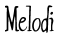 The image is a stylized text or script that reads 'Melodi' in a cursive or calligraphic font.