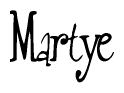 The image is of the word Martye stylized in a cursive script.