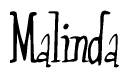 The image is of the word Malinda stylized in a cursive script.