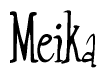 The image is of the word Meika stylized in a cursive script.