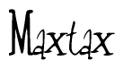 The image contains the word 'Maxtax' written in a cursive, stylized font.