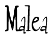 The image is a stylized text or script that reads 'Malea' in a cursive or calligraphic font.