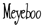 The image is a stylized text or script that reads 'Meyeboo' in a cursive or calligraphic font.