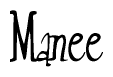 The image contains the word 'Manee' written in a cursive, stylized font.