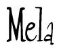 The image is of the word Mela stylized in a cursive script.