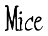 The image contains the word 'Mice' written in a cursive, stylized font.