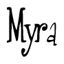   The image is of the word Myra stylized in a cursive script. 