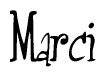 The image is of the word Marci stylized in a cursive script.