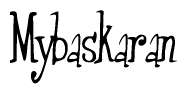 The image is a stylized text or script that reads 'Mybaskaran' in a cursive or calligraphic font.