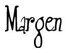 The image is a stylized text or script that reads 'Margen' in a cursive or calligraphic font.