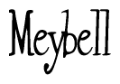   The image is of the word Meybell stylized in a cursive script. 