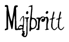 The image is of the word Majbritt stylized in a cursive script.