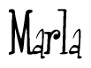 The image contains the word 'Marla' written in a cursive, stylized font.