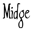 The image contains the word 'Midge' written in a cursive, stylized font.