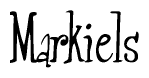 The image contains the word 'Markiels' written in a cursive, stylized font.