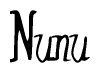 The image contains the word 'Nunu' written in a cursive, stylized font.