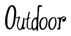 The image contains the word 'Outdoor' written in a cursive, stylized font.