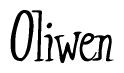 The image is a stylized text or script that reads 'Oliwen' in a cursive or calligraphic font.