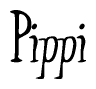 The image is of the word Pippi stylized in a cursive script.