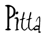 The image contains the word 'Pitta' written in a cursive, stylized font.