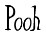The image is of the word Pooh stylized in a cursive script.