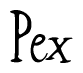The image contains the word 'Pex' written in a cursive, stylized font.