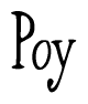 The image is of the word Poy stylized in a cursive script.