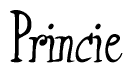The image is a stylized text or script that reads 'Princie' in a cursive or calligraphic font.