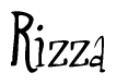 The image is of the word Rizza stylized in a cursive script.