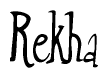 The image is of the word Rekha stylized in a cursive script.